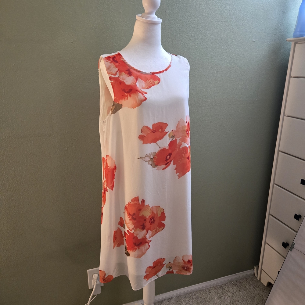 JH Collectibles Women's White & Orange Floral Dress